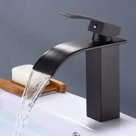 ST-2301B 무광 블랙 폭포 스텐 원홀 세면대 세면기 수전 수도꼭지