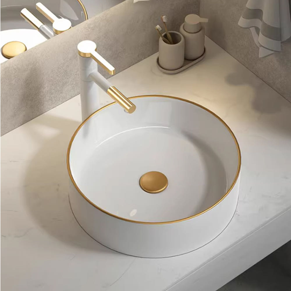 ST-L499GL-400 원형 골드라인 금장 탑카운터 탑카운타 세면대 세면기