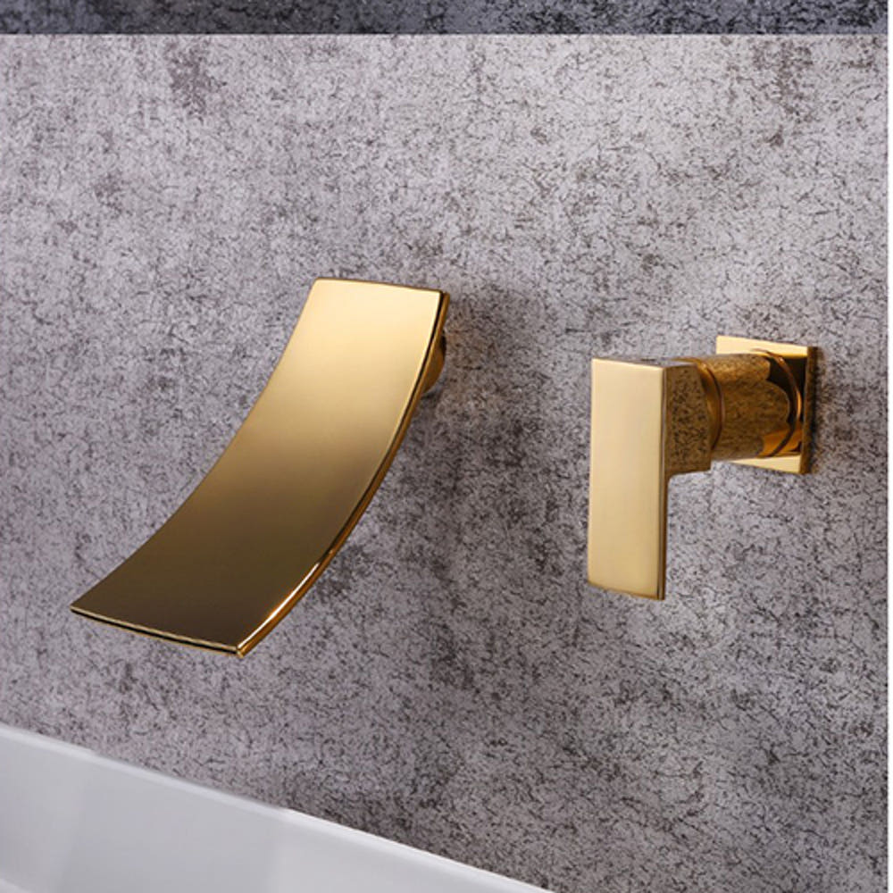 ST-1506BG 무광 골드 금장 금색 벽매립 매립형 폭포 세면대 세면기 수전 수도꼭지