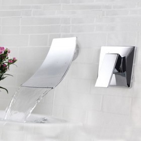 ST-1506C 유광 크롬 벽매립 매립형 폭포 세면대 세면기 수전 수도꼭지