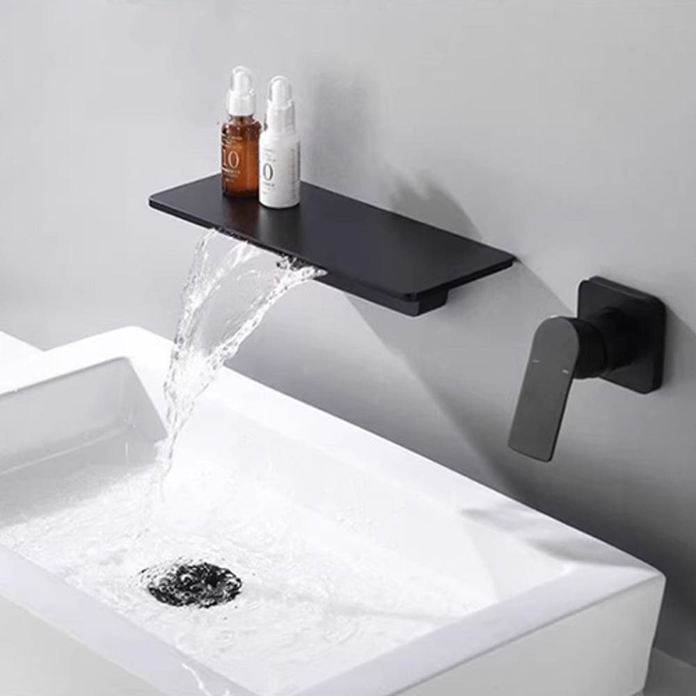 ST-1508B 무광 블랙 벽매립 매립형 폭포 세면대 세면기 수전 수도꼭지