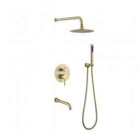ST-1048-3BG 3기능 무광 골드 금색 벽매립형 매립식 레인 욕조 샤워 수전
