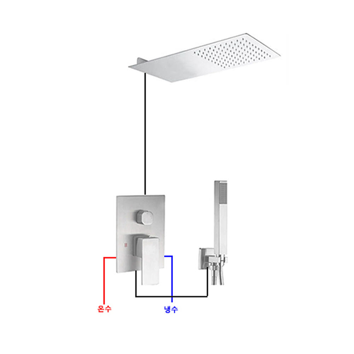 ST-2088NB 무광 니켈 벽매립형 매립식 폭포 레인 욕조수전 샤워수전