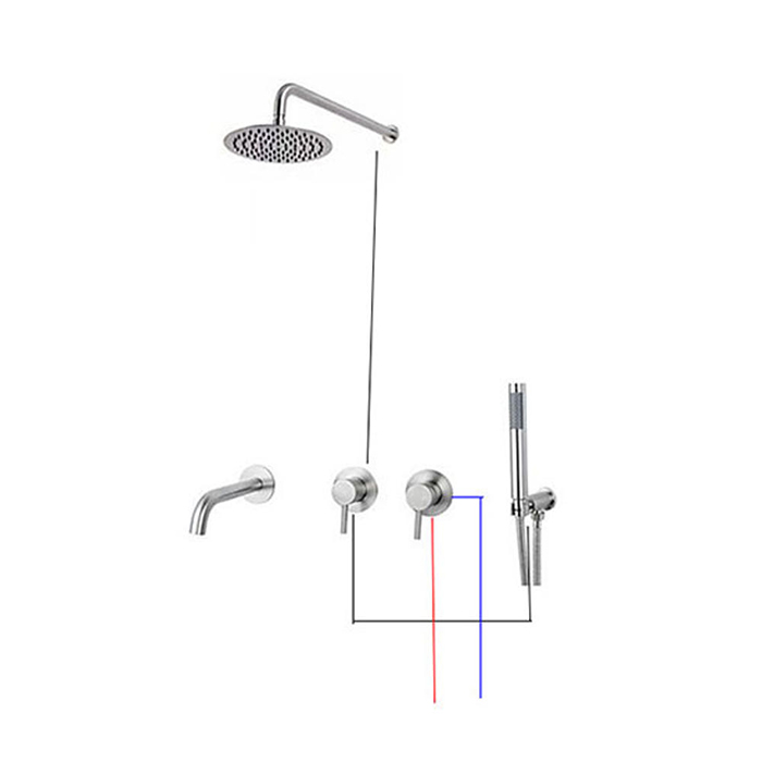 ST-1028-3NB 3기능 무광 니켈 벽매립형 매립식 욕조수전 샤워수전