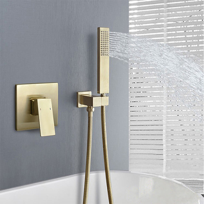 ST-2018BG 사각 무광 골드 벽매립형 매립식 샤워기 샤워수전