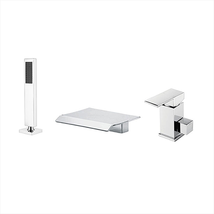 ST-03855C 유광 크롬 3홀 대붙이 데크형 폭포 욕조 샤워 수전 수도꼭지