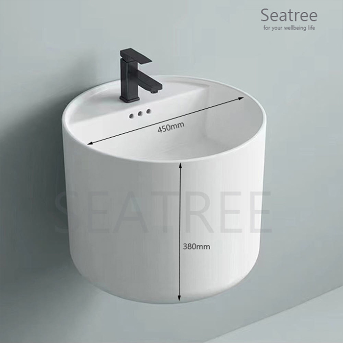 ST-L202H 원형 반다리 벽걸이 벽붙이 세면대 세면기