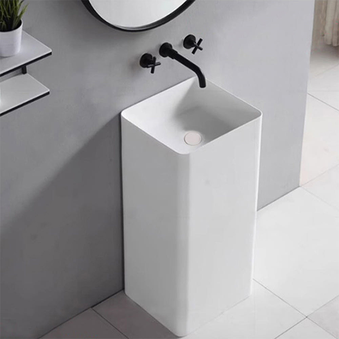 ST-LAR38518A 사각 무타공 레진 인조대리석 액상아크릴 스탠딩 스탠드 세면대 세면기