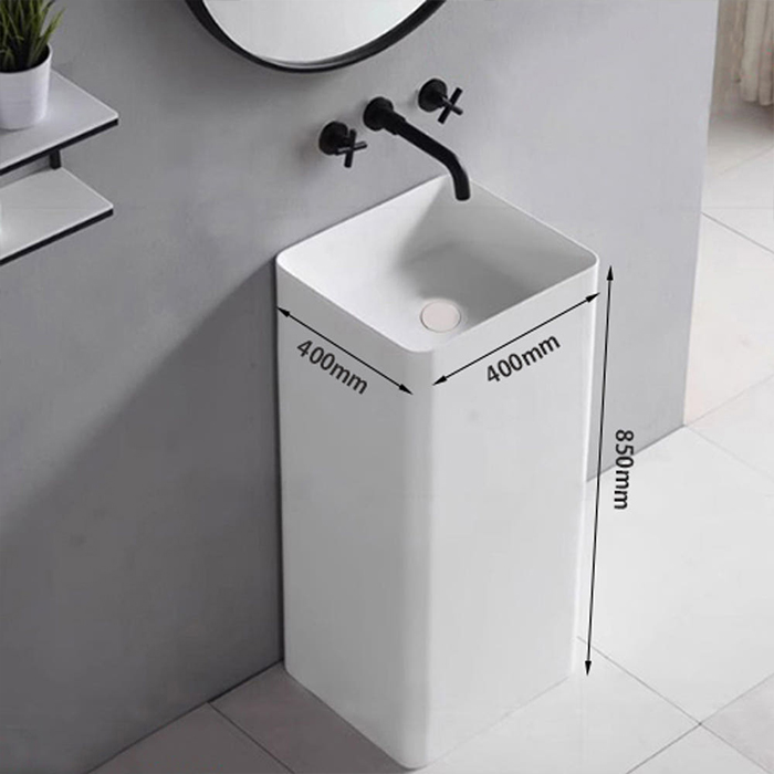 ST-LAR38518A 사각 무타공 레진 인조대리석 액상아크릴 스탠딩 스탠드 세면대 세면기