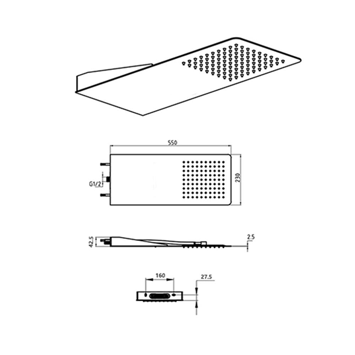 ST-A5230NB-1 무광 니켈 스텐 폭포 천정 샤워기 샤워헤드