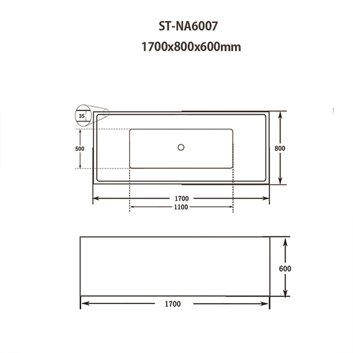 ST-NA6007 직사각 아크릴 모던 심플한 고급 이동식 이동형 프리스탠딩 욕조