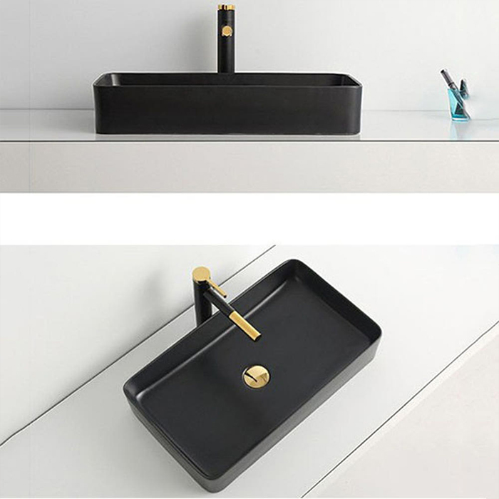 ST-L8427B 무광 매트 블랙 검정색 사각 심플한 탑볼 탑카운타 세면대 세면기