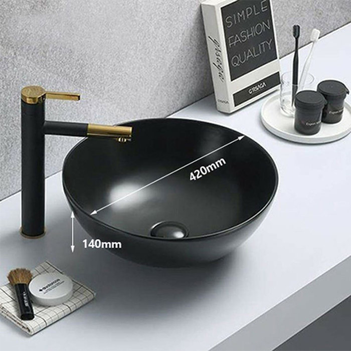 ST-L8428B 무광 매트 블랙 검정색 원형 심플한 탑볼 탑카운타 세면대 세면기
