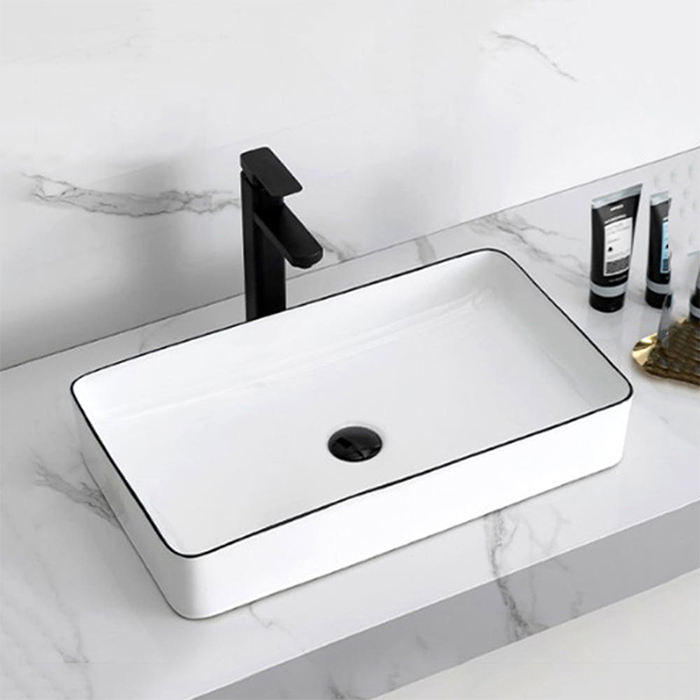 ST-L8427BL 블랙라인 블랙테두리 직사각 모던 심플한 탑볼 탑카운타 세면대 세면기