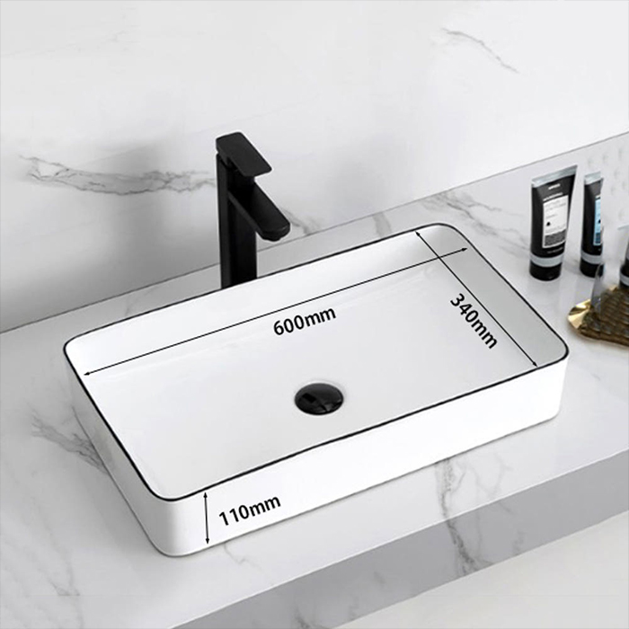 ST-L8427BL 블랙라인 블랙테두리 직사각 모던 심플한 탑볼 탑카운타 세면대 세면기