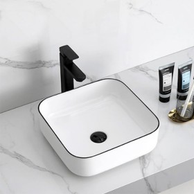 ST-L8425BL 블랙라인 블랙테두리 정사각 모던 심플한 탑볼 탑카운타 세면대 세면기