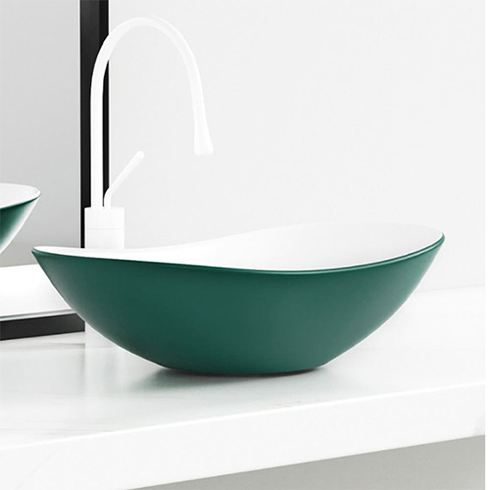 ST-L855 D-green 다크그린 카키 모던 고급 심플한 탑볼 탑카운타 세면대 세면기