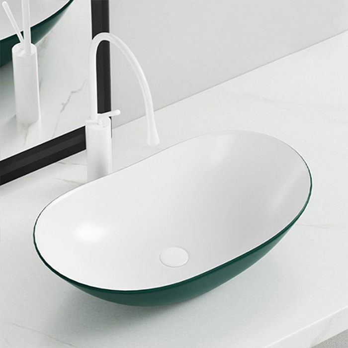 ST-L855 D-green 다크그린 카키 모던 고급 심플한 탑볼 탑카운타 세면대 세면기