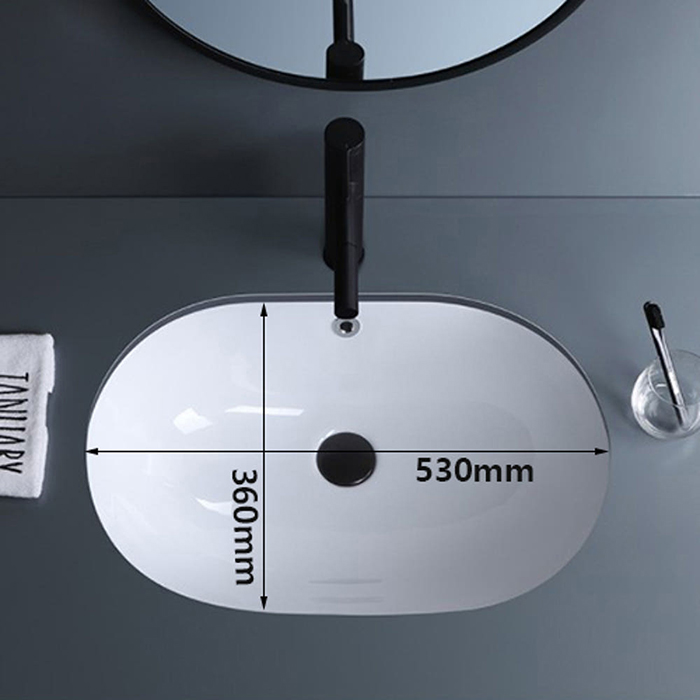 ST-L042U 화이트 대형 타원형 언더볼 언더카운타 매립 세면대 세면기