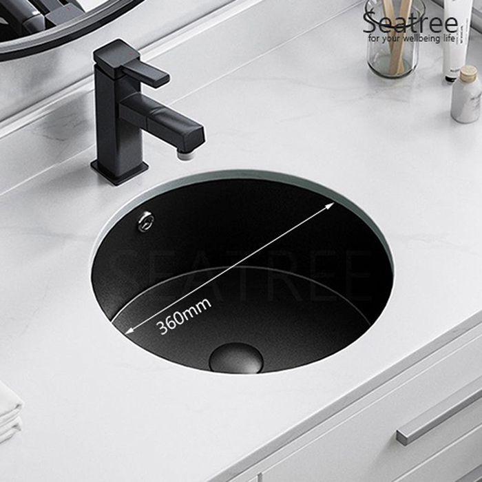 ST-L020U-BLACK 블랙 원형 언더볼 언더카운타 매립 세면대 세면기