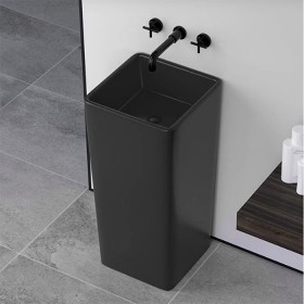 ST-L6004A-B 블랙 사각 무타공 스탠딩 스탠드 프리스탠딩 세면기 세면대