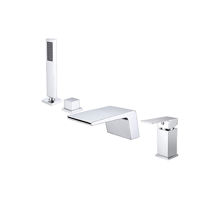 ST-04767C 유광 크롬 4홀 데크형 폭포 욕조 샤워 수전 수도꼭지