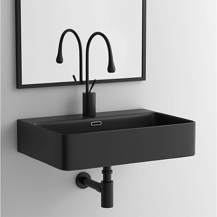 ST-L7053B-P 무광 블랙 벽걸이 벽붙이 세면대 세면기