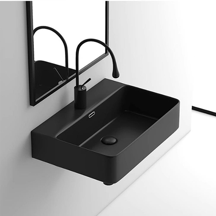 ST-L7053B-P 무광 블랙 벽걸이 벽붙이 세면대 세면기