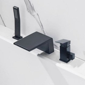 ST-03975B 매트 무광 블랙 대붙이 데크형 3홀 욕조 샤워 수전 수도꼭지