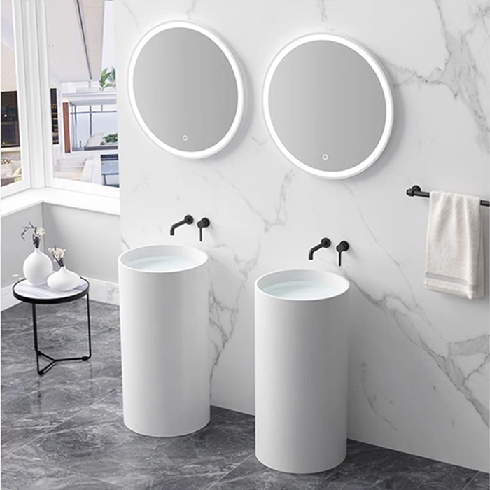 ST-LAR60052-A 원형 무타공 레진 인조대리석 액상아크릴 스탠딩 스탠드 세면대 세면기