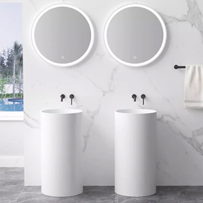 ST-LAR60052-A 원형 무타공 레진 인조대리석 액상아크릴 스탠딩 스탠드 세면대 세면기