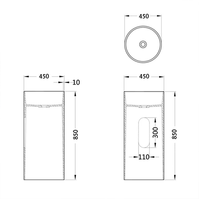 ST-LAR60052-A 원형 무타공 레진 인조대리석 액상아크릴 스탠딩 스탠드 세면대 세면기