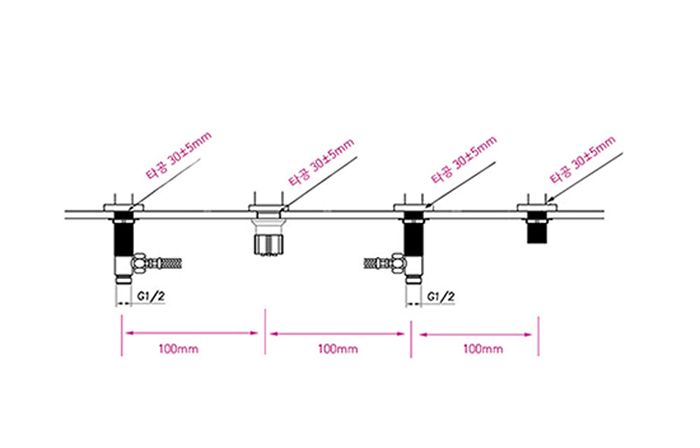 ST-Y8074N 니켈 무광 스텐 SUS304 4홀 데크형 욕조 샤워 수도꼭지 수전