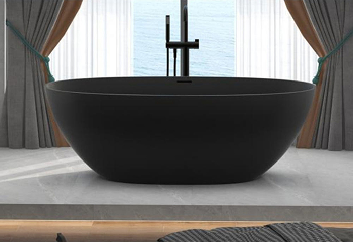 ST-LAR5305 1700x750x550 무광 블랙 인조대리석 액상아크릴 레진 LAR 이동식 욕조