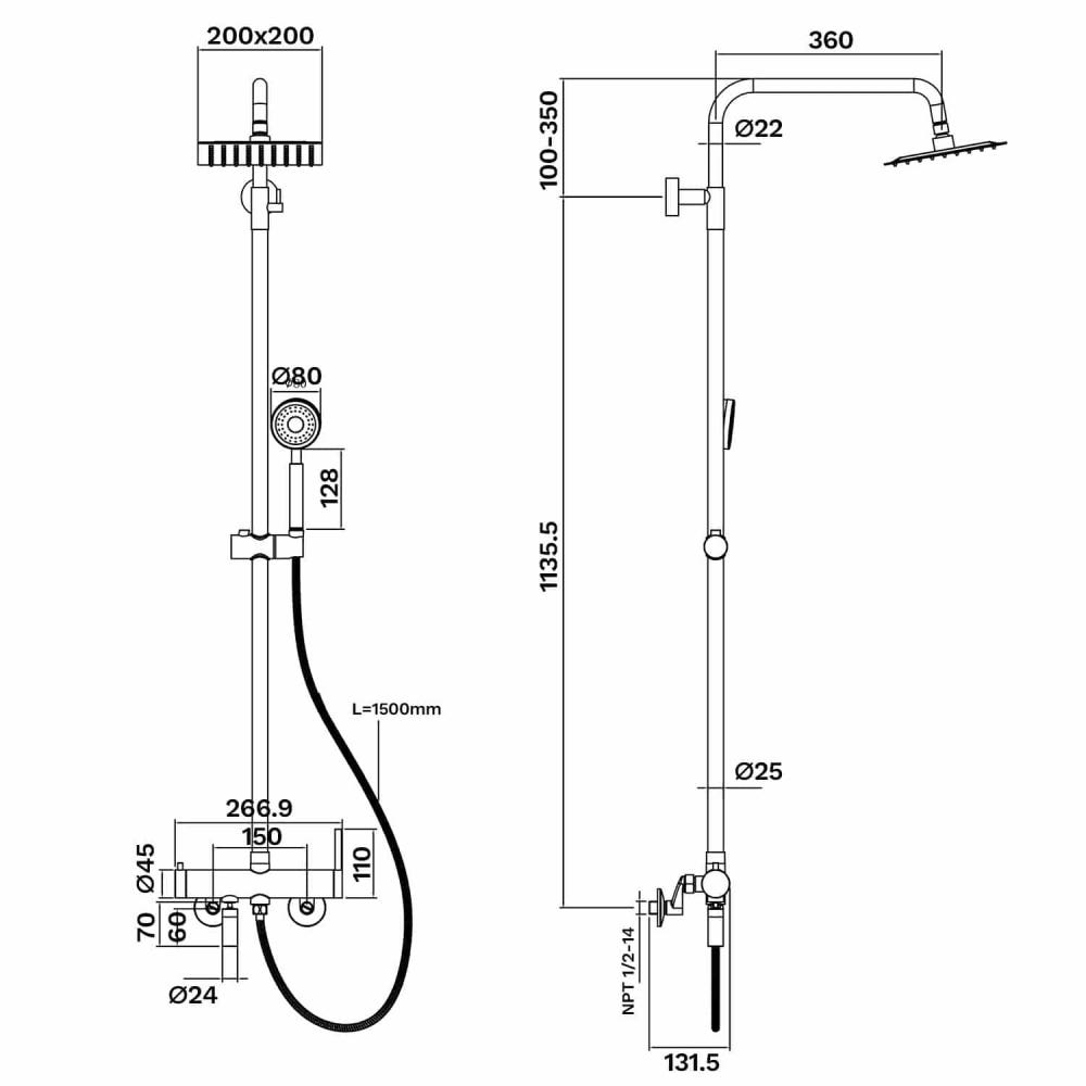 비반트 욕실 해바라기 샤워기 샤워 수전 VA4001 CB 콜드블랙