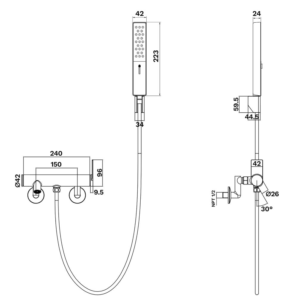 비반트 샤워 욕조 수전 매트그레이 CA601 MG